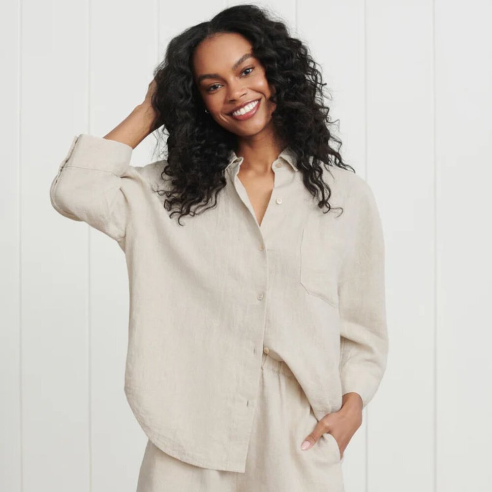 Jenni Kayne 100% Linen Logan Shirt in Natural Size M (Org $245)
